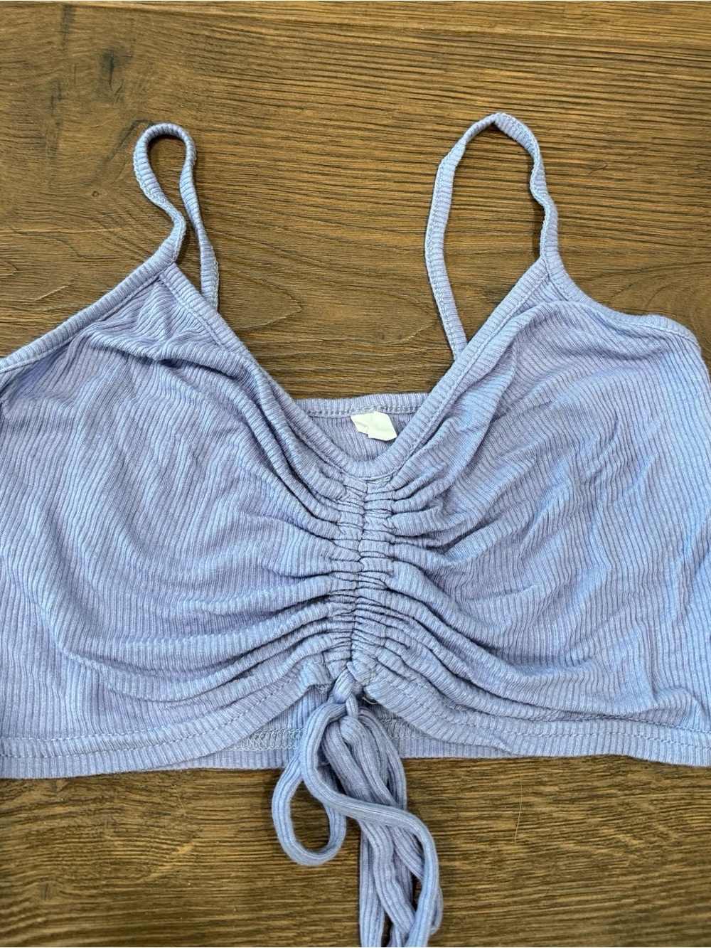 Me to We Lavender Ruched Tie-Front Crop Camisole